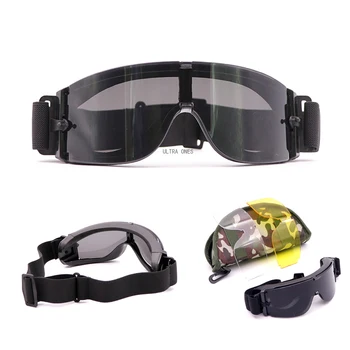 Тактические очки для игры в страйкбол, пейнтбол, CS, защитные очки для велоспорта на открытом воздухе, стрельбы, охоты, спорта, легкие очки с 3 линзами