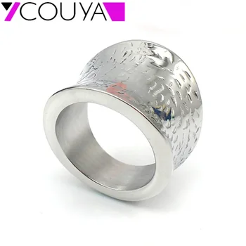COUYA 2017 Новая мода 316L Нержавеющая сталь неправильной формы, большой простой молоток, блестящие кольца для женщин, ювелирное кольцо