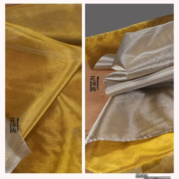 Золотисто-серебристая Двусторонняя двухцветная ткань из органзы, платье с гладким металлическим блеском, модные дизайнеры для шитья своими руками, материал Ткань