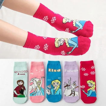 От 1 до 12 ЛЕТ Новые детские носки с аниме Frozen Kawaii, Хлопковые осенне-зимние носки принцессы Принцессы Принцессы Принцессы для мальчиков, Детские носки