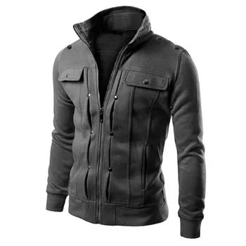 Куртка 2023, Модная мужская куртка, пальто, мужская куртка большого размера, Однотонная уличная одежда с воротником-стойкой и длинным рукавом, зимняя теплая куртка