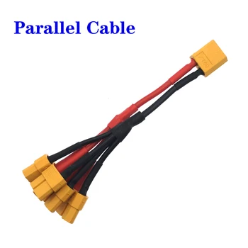 XT60 1 Мужской 4 Женский параллельный кабель, параллельный соединительный кабель для аккумулятора, двойной удлинитель, Y-образный разветвитель, силиконовый провод для RC батареи ESC