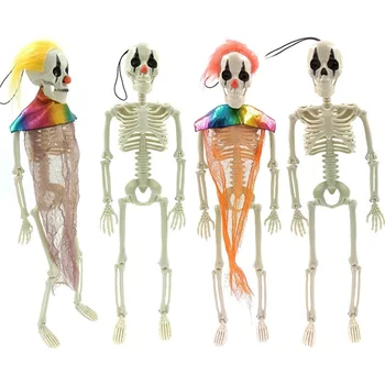 Украшения из скелета клоуна на Хэллоуин, подвесные украшения из дерева для двери, окна, стены, принадлежности для вечеринок в помещении, на открытом воздухе, бар, домашний декор
