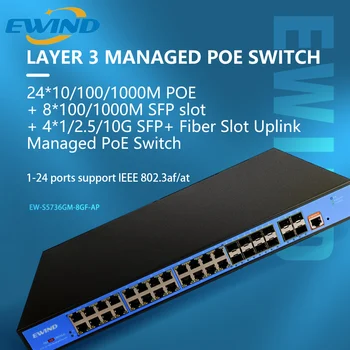 Сетевой коммутатор POE Ethernet 1000M/10G L3 Управляемый POE-КОММУТАТОР 24/48 gigabit POE + 4/8*10G SFP Встроенный источник питания 400 Вт/800 Вт
