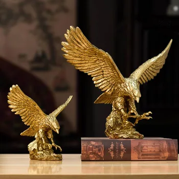 Статуя Украшения из смолы Golden Eagle Скульптура Golden Eagle Статуэтка современного домашнего Офиса Декор для статуэток Украшение рабочего стола