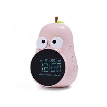 Будильник для детей с милым дизайном в виде груши, повтор, тройные будильники, 5 мелодий звонка- Цифровые часы для пробуждения, перезаряжаемые розовые