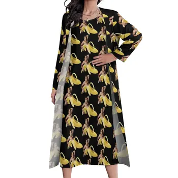 Платье с принтом Николаса Кейджа из двух частей, забавный банан, уличная мода, бохо, пляжные длинные платья, женское винтажное платье макси в подарок на день рождения