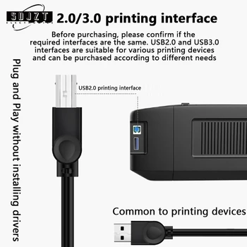 Высокоскоростной кабель USB 2.0 1,5 м/3 м, вывод для принтера от A до B, Длинная Черная экранированная линия передачи данных инструмента