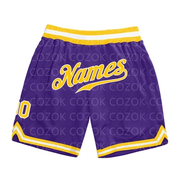 Оригинальные баскетбольные шорты фиолетового цвета на заказ, мужские шорты с 3D-принтом, ваше имя, Быстросохнущие пляжные шорты