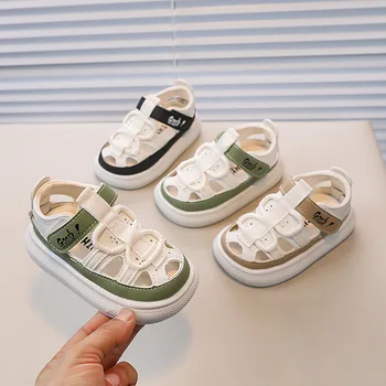 Летние Новые Детские Сандалии В Корейском стиле Для мальчиков И Девочек, Обувь на плоской подошве для детей 1-6 Лет, Модная Повседневная Обувь, Пляжная обувь