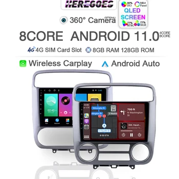 Carplay 720P QLED Android 11,0 Автомагнитола Для Honda Stream 1 2000-2006 Навигация GPS Радио Стерео 8G + 128G Bluetooth DSP 2 Din