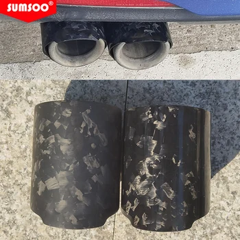 Аксессуары для модификации выхлопной трубы автомобиля SUMSOO, декоративная накладка на наконечник глушителя из углеродного волокна с прямой стороной