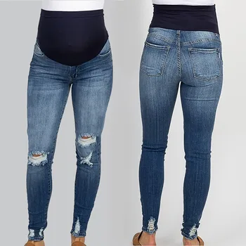 2023 Новые летние осенние модные джинсы для беременных с высокой талией, обтягивающие брюки-карандаш для живота, одежда для беременных женщин, беременность