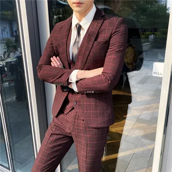Свадебный костюм 2023Groom (костюм + жилет + брюки) мужской модный красивый тренд Smart Casual Four Seasons из полиэстера, комплект из 3/2 предметов