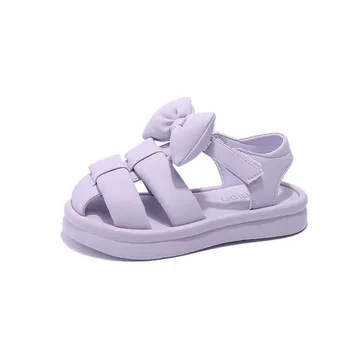 Летние сандалии Gilrs, модные дизайнерские сандалии принцессы с галстуком-бабочкой, детские Классные дышащие пляжные сандалии