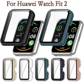 Чехол 2 В 1 для Huawei Watch Fit 2, жесткий чехол для ПК с бампером и высококачественным защитным экраном из закаленного стекла