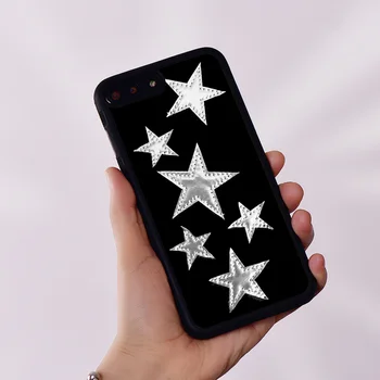 Силиконовый Резиновый Чехол Для Телефона Wildflower Чехол для iPhone 6 6S 7 8 Plus X XS XR 11 12 13 14 Mini Pro Max Black Silver Stars