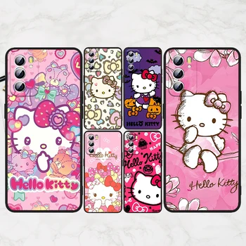 Sanrio Hello Kitty Милый Чехол Для Телефона OPPO Reno 8 7 6 5 4 2 Z Lite Pro Plus SE 4G 5G Мягкий TPU FUnda Черный Силиконовый Чехол