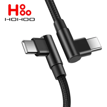 Кабель HOHOO USB Type C-Type C под углом 90 градусов для Xiaomi Samsung Huawei Macbook iPad 100 Вт кабель для быстрой зарядки Type C для передачи данных