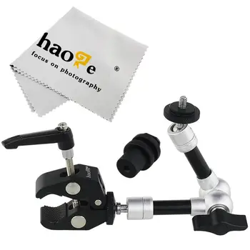 Haoge 7-дюймовая Шарнирно-фрикционная Волшебная рукоятка с небольшим зажимом, Плоскогубцы-крабы, Зажим для HDMI, ЖК-монитор, светодиодная подсветка, штатив для зеркальной камеры
