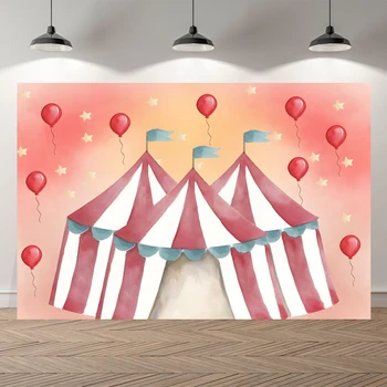 Фотография на фоне дня рождения Red Circus, тематическая вечеринка в честь карнавала, Фотосессия с портретом детей, реквизит для фотостудии на заказ