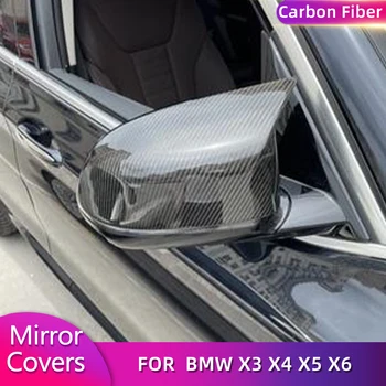 Крышки Автомобильных Зеркал из Углеродного Волокна для BMW X3 G01 X4 G02 X5 G05 X6 G06 xDrive30i 2019-2022 Гоночная Замена Корпуса Бокового Зеркала