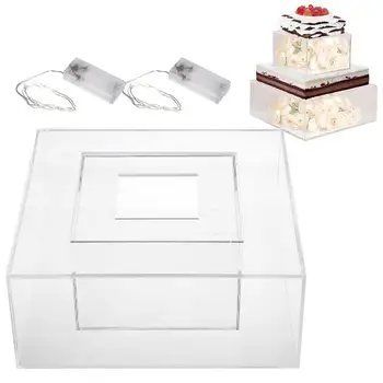 Прозрачная подставка для торта Подставка для торта Прозрачный Акриловый квадратный цилиндр для вечеринки День рождения Годовщина помолвки