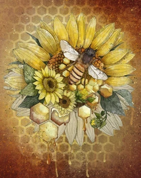 JMINE Div 5D Пчелиные соты Цветок подсолнуха Полная алмазная роспись наборы для вышивки крестом art Plant 3D paint by diamonds