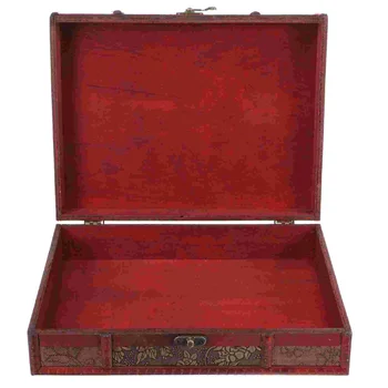 Ящик для хранения с замком, Декоративные ящики, запирающиеся на замок сундуки с сокровищами, Деревянные крышки