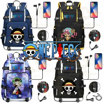 Цельный рюкзак FRANKY с USB Luffy ACE, вместимостью для мальчиков и девочек, Водонепроницаемые школьные сумки для мужчин, мультяшные Водонепроницаемые школьные сумки
