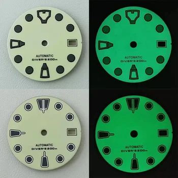 Циферблат NH35 28,5 мм Циферблат часов nh35 S Dial PU зеленый светящийся модифицированный циферблат для часовых деталей механизма NH35 NH36