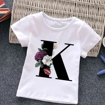 Детская летняя новая футболка, модная футболка с надписью для мальчиков и девочек, ретро-цветочный элемент, красивая детская футболка с круглым вырезом