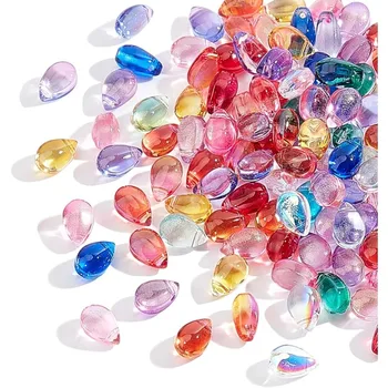 Стеклянные подвески Teardrops 100 шт, стеклянные бусины смешанного цвета размером 4 х 6 мм, с отверстием 1 мм для ожерелья на День Святого Валентина