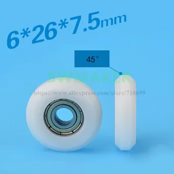 6*26*7.5 мм POM Нейлон пластиковый шкив для DIY 3D принтер гравировальный станок подшипники 696zz R (Y) тип колеса размер зубчатого шкива