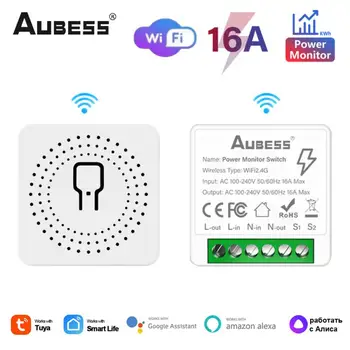 Aubess Power Monitor Switch 16A Wifi Smart Switch DIY Выключатель С функцией 2-полосного Управления Поддержка Yandex Alice Alexa Google Home