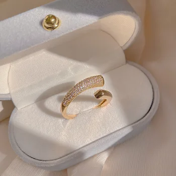 Корейское модное Геометрическое кольцо с микро-инкрустацией из циркона, легкое Роскошное Обручальное кольцо с регулируемым отверстием для женских ювелирных изделий, подарков.