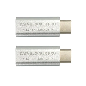 4ШТ Блокиратор данных USB Type-C Адаптер USB-C Juice Jack Defender С поддержкой быстрой зарядки (50 В/5А) Предотвращает кражу данных (серебристый)