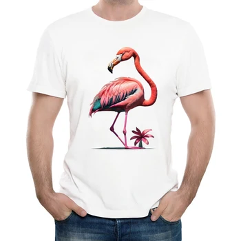 Мужская мода 2023 года, забавная футболка с рисунком фламинго в стиле ретро, крутые топы с креативным принтом