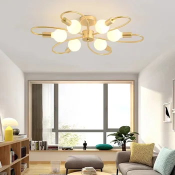 Простая железная люстра в стиле ретро, Винтажная люстра-паук, современная потолочная лампа для освещения гостиной, светильник