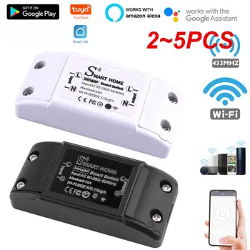 2 ~ 5ШТ Tuya Wifi Smart Switch RF 433 МГц Беспроводной пульт дистанционного управления Реле Таймер Голосовое управление Умный дом с Alexa