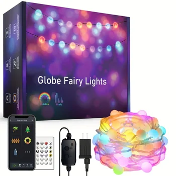 Hello Fairy APP Remote Control 5M LED Globe Lamp String Lamp RGB BLE 5.0 Outdoor IP65 Lamp String С ИК-Пультом Дистанционного Управления US Plug