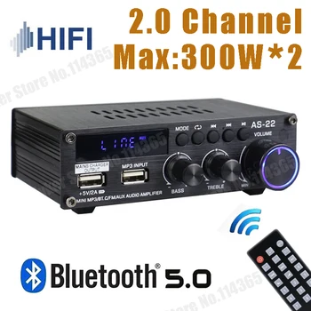 Цифровой Усилитель HiFi AS-22 AK380 Bluetooth MP3 Канал 2.0 Звук Усилитель Звука Поддержка DC12V для Домашнего автомобиля МАКС 300 Вт * 2 Усиления