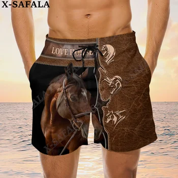 Мужские плавательные шорты в ковбойском стиле для любителей лошадей и животных, летние шорты для пляжного отдыха, мужские плавательные штаны-полукомбинезоны