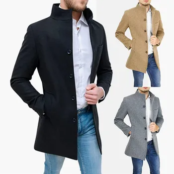 Куртки для мужчин, Модная повседневная куртка-кардиган с отворотом, приталенная куртка с длинными рукавами, длинная куртка с отворотом, ветровка высшего качества