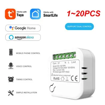 1 ~ 20ШТ Tuya Mini Smart Wifi Switch Модуль DIY Выключатель Света Без Нейтрали 2-Полосное Управление 220V 110V Smart Life App Поддержка Alexa