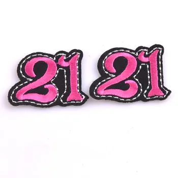 Сделай сам 21 Номер Розовых Нашивок из Ткани для пэчворка, Пришивных Вышитых Нашивок С Мотивом Аппликации для Джинсов, Шляп, Сумок, Одежды CP0937