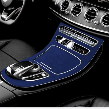 Панель управления автоцентром, замшевая декоративная наклейка для Mercedes-Benz E-Class модификации E200L /E300L синего цвета