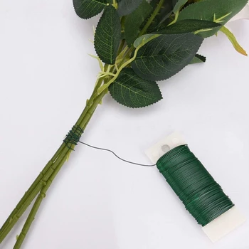 E15E Темно-зеленая проволока для цветочных стеблей 22 калибра, ручная работа, изготовление букетных стеблей, цветочная проволока для цветочных композиций, поделки