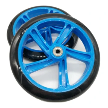 Колесо для скутера, 2 штуки, 200 мм, Материал PU, Толщина колеса 30 мм, Аксессуары для скутера с подшипниками ABEC-7, синий