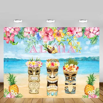 Фон для фотосъемки Mehofond Лето Алоха Цветочный Тропический Гавайский пляж Детский душ День рождения Фон для фотосессии Декор